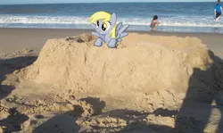 Size: 1157x691 | Tagged: safe, artist:natsu714, derpibooru import, derpy hooves, pegasus, pony, beach, female, irl, mare, photo, ponies in real life