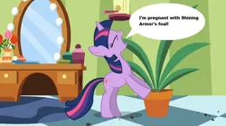 Size: 854x475 | Tagged: derpibooru import, edit, edited screencap, exploitable meme, green isn't your color, implied incest, meme, safe, screencap, secret pot meme, solo, twilight sparkle