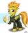Size: 2400x2850 | Tagged: safe, artist:mattings, derpibooru import, spitfire, pegasus, pony, clothes, cutie mark, cutie mark on clothes, drink, female, flight suit, folded wings, hoof hold, image, looking at you, mare, mug, name tag, patch, png, royal equestrian air force, signature, simple background, smiling, wings, wonderbolts, wonderbolts logo