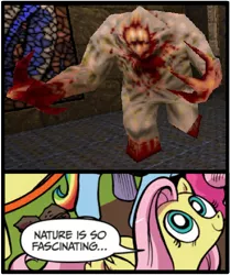 Size: 398x473 | Tagged: derpibooru import, exploitable meme, fluttershy, idw, meme, nature is so fascinating, obligatory pony, quake, quake 1, safe, shambler