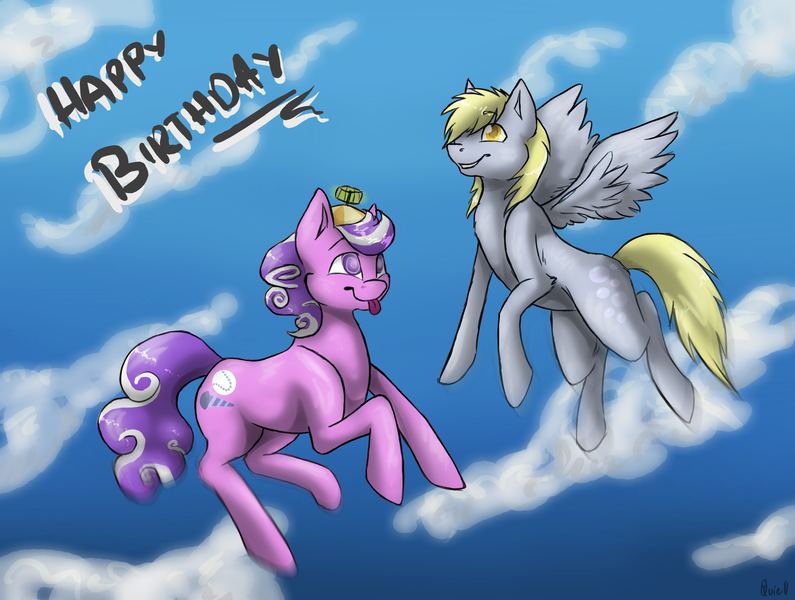Size: 3685x2781 | Tagged: safe, artist:quiell, derpibooru import, derpy hooves, screwball, pegasus, pony, female, mare