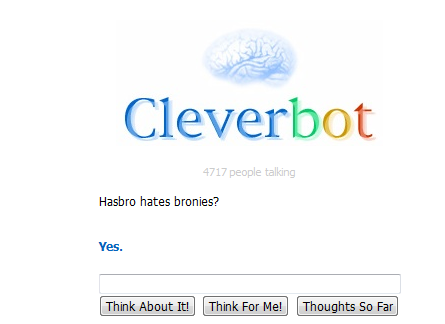 Size: 445x324 | Tagged: cleverbot, derpibooru import, hasbro, meme, safe, text