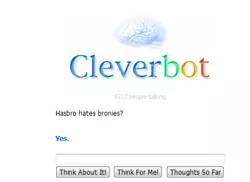 Size: 445x324 | Tagged: cleverbot, derpibooru import, hasbro, meme, safe, text