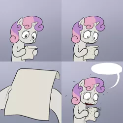 Size: 2000x2000 | Tagged: artist:lemondevil, derpibooru import, exploitable meme, meme, obligatory pony, paper, plewds, safe, solo, sweat, sweetie belle, sweetie's note meme, template