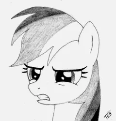 Size: 600x627 | Tagged: artist:stingray-24, derpibooru import, monochrome, rainbow dash, safe, sketch