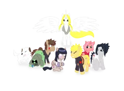 Size: 3462x2529 | Tagged: safe, artist:mattwilson83, derpibooru import, ponified, alicorn, parasprite, pony, aburame shino, akamaru, haruno sakura, hyuuga hinata, inuzuka kiba, naruto, tsunade, uchiha sasuke, uzumaki naruto