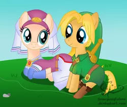 Size: 973x822 | Tagged: safe, artist:someponytolove, derpibooru import, ponified, pony, image, jpeg, link, princess zelda, the legend of zelda, the legend of zelda: ocarina of time, young link, young zelda