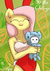 Size: 697x990 | Tagged: 30 minute art challenge, angel bunny, anthro, artist:siden, bunnyshy, bunny suit, clothes, derpibooru import, fluttershy, leotard, safe