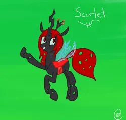 Size: 1200x1136 | Tagged: artist:feralroku, changeling, changelingified, changeling oc, changeling queen, changeling queen oc, derpibooru import, female, irc, oc, oc:scarlet, red changeling, safe, solo, species swap, unofficial characters only