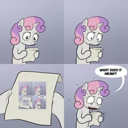 Size: 2000x2000 | Tagged: derpibooru import, exploitable meme, meme, obligatory pony, recursion, safe, sweetie belle, sweetie's note meme