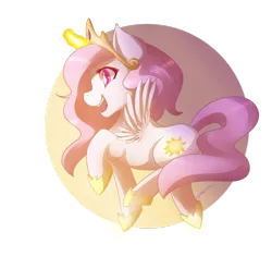 Size: 900x847 | Tagged: safe, artist:mylittlesheepy, derpibooru import, princess celestia, pony, cewestia, cute, female, filly, glowing horn, happy, horn, light, magic, open mouth, prancing, shiny, simple background, smiling, solo, transparent background, trotting, younger