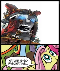 Size: 794x946 | Tagged: blaster, derpibooru import, exploitable meme, fluttershy, meme, nature is so fascinating, obligatory pony, safe, scraplet, transformers