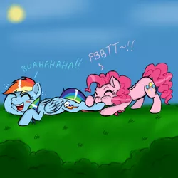 Size: 800x800 | Tagged: dead source, safe, artist:ichibangravity, derpibooru import, pinkie pie, rainbow dash, fetish, hoof buzz, hoof fetish, hoof licking, hooves, licking, onomatopoeia, raspberry, raspberry noise, tickling, tongue out