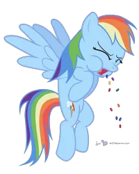 Size: 1200x1500 | Tagged: artist:dm29, candy, derpibooru import, disgusted, eating, ew, food, puffy cheeks, rainbow dash, safe, simple background, skittles, solo, spitting, transparent background
