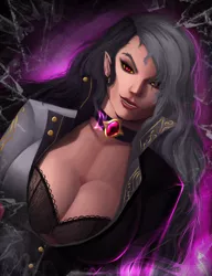 Size: 3000x3916 | Tagged: artist:dclzexon, breasts, bust, busty eris, cleavage, derpibooru import, discord, eris, female, human, humanized, rule 63, solo, solo female, suggestive