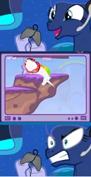 Size: 512x992 | Tagged: angry, derpibooru import, exploitable meme, fail, gamer luna, gamer meme, meme, obligatory pony, princess luna, robot unicorn attack, safe, tv meme, video game