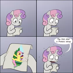 Size: 700x700 | Tagged: artist:lemondevil, derpibooru import, edit, exploitable meme, fluttershy, fourth wall, meme, note, obligatory pony, safe, sweetie belle, sweetie's note meme