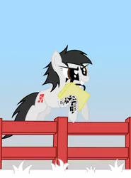Size: 2386x3229 | Tagged: safe, artist:friendshipismetal777, derpibooru import, ponified, pony, faith, faith connors, fence, mirror's edge, package, tattoo