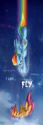 Size: 1587x4625 | Tagged: artist:rainbowspine, cloud, crying, derpibooru import, falling, flying, jumper, rainbow dash, sad, safe, scootaloo, scootaloo can't fly, sky, suicide