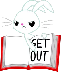 Size: 681x800 | Tagged: angel bunny, angel's magic book, derpibooru import, failed meme, get out, reaction image, safe