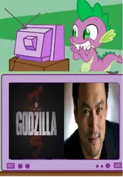 Size: 417x603 | Tagged: derpibooru import, exploitable meme, godzilla 2014, godzilla (series), ken watanabe, meme, obligatory pony, safe, spike, tv meme