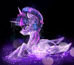 Size: 900x795 | Tagged: safe, artist:elkaart, derpibooru import, twilight sparkle, twilight sparkle (alicorn), alicorn, crystal pony, pony, alternate hairstyle, crystallized, female, mare, solo