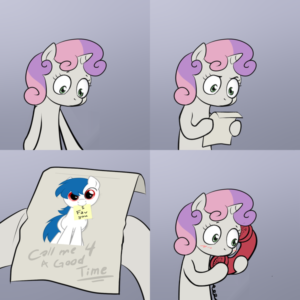 Size: 2000x2000 | Tagged: call me for a good time, derpibooru import, exploitable meme, meme, obligatory pony, oc, oc:roboshi, safe, sweetie belle, sweetie's note meme