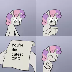 Size: 700x700 | Tagged: cute, derpibooru import, exploitable meme, happy, hug, meme, obligatory pony, safe, sweetie belle, sweetie hugs a note, sweetie's note meme