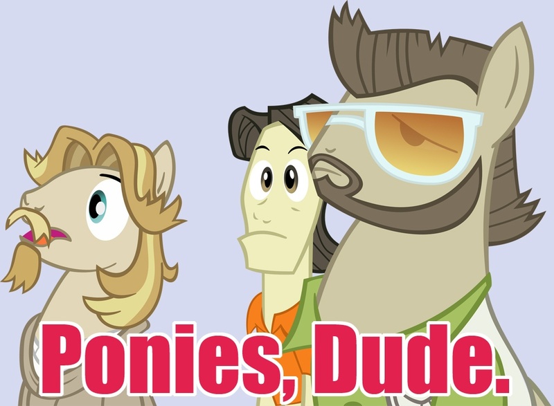 Size: 1024x751 | Tagged: safe, derpibooru import, colter sobchak, jeff letrotski, theodore donald "donny" kerabatsos, ponified, earth pony, pony, background pony, donny, male, stallion, the big lebowski, the dude