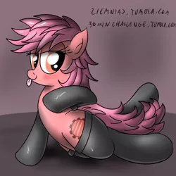 Size: 850x850 | Tagged: suggestive, artist:ziemniax, derpibooru import, patch (g1), my little pony tales, 30 minute art challenge, clothes, female, g1, g1 to g4, generation leap, latex, solo, solo female, stockings, thigh highs, tongue out