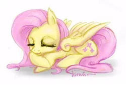 Size: 450x304 | Tagged: artist:turonie, derpibooru import, fluttershy, safe, sleeping, solo