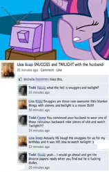 Size: 562x887 | Tagged: derpibooru import, exploitable meme, facebook, facehoof, fail, meme, obligatory pony, safe, snuggie, tv meme, twilight (series), twilight sparkle, vulgar