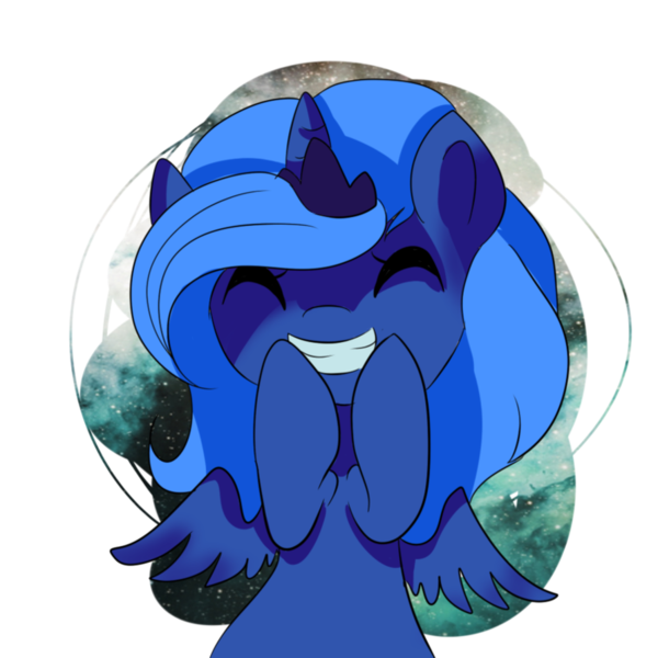 Size: 894x894 | Tagged: safe, artist:fikakorv, derpibooru import, princess luna, pony, cute, eyes closed, female, filly, grin, s1 luna, smiling, solo, squee, woona, younger