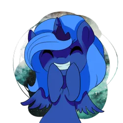 Size: 894x894 | Tagged: safe, artist:fikakorv, derpibooru import, princess luna, pony, cute, eyes closed, female, filly, grin, s1 luna, smiling, solo, squee, woona, younger