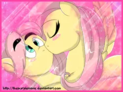 Size: 800x600 | Tagged: safe, artist:deadsmileface, derpibooru import, fluttershy, pegasus, pony, abstract background, blush sticker, blushing, butterscotch, eyes closed, female, flutterscotch, kissing, male, mare, rule 63, self ponidox, selfcest, shipping, stallion, straight, thick eyebrows
