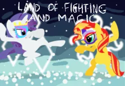 Size: 650x450 | Tagged: safe, artist:violetclm, derpibooru import, rarity, sunset shimmer, pony, fight, homestuck, hoofstuck, luchador, masked shimmer, nebula realm