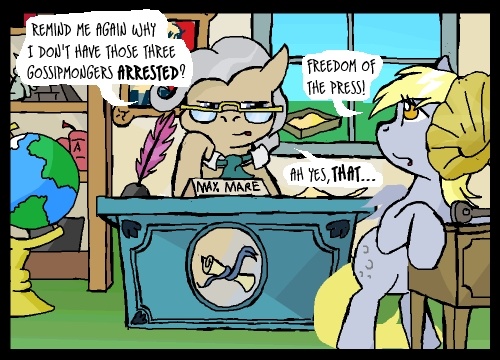 Size: 500x360 | Tagged: safe, artist:owlor, derpibooru import, derpy hooves, mayor mare, pegasus, pony, female, from the desk of mayor mare, gramophone, mare