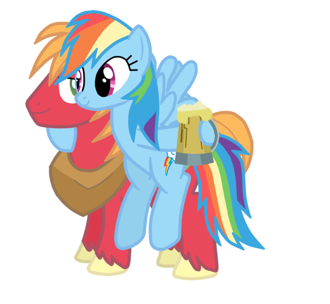 Size: 1041x960 | Tagged: safe, artist:drumblastingquilava, derpibooru import, big macintosh, rainbow dash, earth pony, pony, female, male, rainbowmac, shipping, stallion, straight