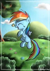 Size: 2000x2827 | Tagged: safe, artist:neko-me, derpibooru import, rainbow dash, butterfly, cute, dashabetes, female, filly, filly rainbow dash, happy, insect on nose, solo, younger