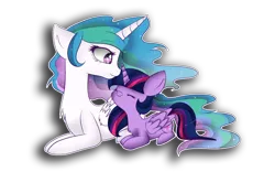 Size: 1920x1200 | Tagged: safe, artist:pastelflakes, derpibooru import, princess celestia, twilight sparkle, twilight sparkle (alicorn), alicorn, pony, chest fluff, female, happy, hug, mare, momlestia