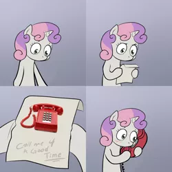Size: 2000x2000 | Tagged: safe, derpibooru import, sweetie belle, call me for a good time, exploitable meme, meme, obligatory pony, sweetie's note meme