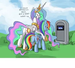 Size: 780x704 | Tagged: safe, derpibooru import, princess celestia, rainbow dash, alicorn, pegasus, pony, butt, celestia's grave meme, exploitable meme, female, implied death, mare, meme, playstation vita, plot