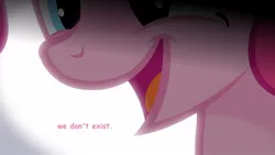 Size: 1280x720 | Tagged: anti-bronybait, artist:jan, big no, comic sans, derpibooru import, edit, fourth wall, i don't want to live on this planet anymore, meta, oh no, paradox, photoshop, pinkie pie, pink text, safe, taboo, truth