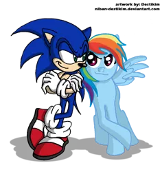 Size: 708x750 | Tagged: artist:niban-destikim, crossover, derpibooru import, rainbow dash, safe, simple background, sonic the hedgehog, sonic the hedgehog (series), transparent background