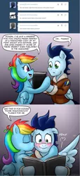 Size: 851x1859 | Tagged: safe, artist:pluckyninja, derpibooru import, photo finish, rainbow dash, soarin', tumblr:sexy spitfire, blushing, female, kiss on the cheek, kissing, male, pomf, shipping, soarindash, spread wings, straight, wingboner, wings