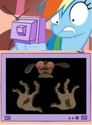 Size: 439x601 | Tagged: derpibooru import, exploitable meme, meme, nightmare fuel, obligatory pony, rainbow dash, ren and stimpy, scared, semi-grimdark, stimpy's fan club, tv meme