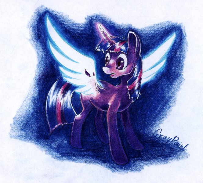 Size: 2469x2229 | Tagged: safe, artist:graypaint, derpibooru import, twilight sparkle, twilight sparkle (alicorn), alicorn, pony, female, mare, solo, traditional art