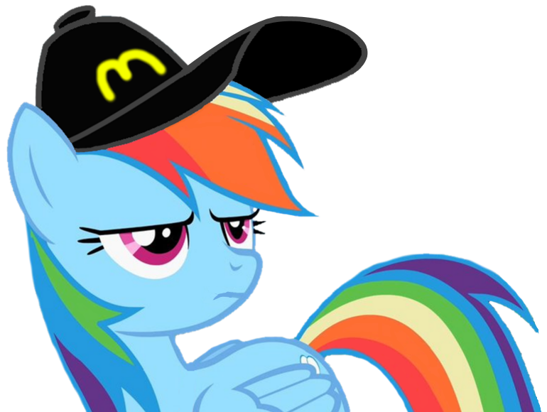 Size: 770x580 | Tagged: safe, derpibooru import, edit, rainbow dash, pegasus, pony, mcdonald's, mcdonalds swag, simple background, solo, transparent background, vector