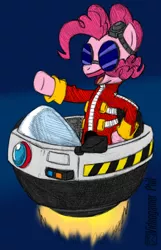 Size: 500x775 | Tagged: artist:videogamer-phil, clothes, cosplay, costume, crossover, derpibooru import, doctor eggman, eggmobile, facial hair, moustache, parody, pinkie pie, safe, sonic the hedgehog (series)