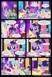 Size: 2000x2978 | Tagged: safe, artist:mlp-silver-quill, derpibooru import, fancypants, twilight sparkle, twilight sparkle (alicorn), oc, alicorn, pony, comic:a princess' tears, canterlot, clothes, comic, dress, female, immortality blues, mare, sad, stained glass